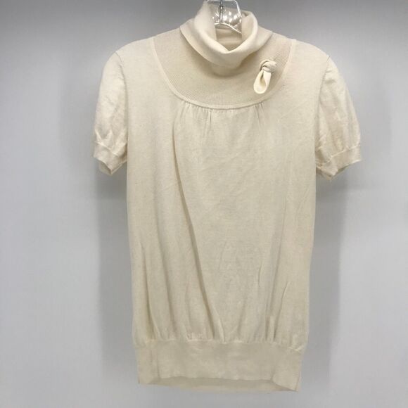 Banana Republic Sweater Womens Small Ivory Cotton Angora Cashmere Short Sleeve - Picture 1 of 10